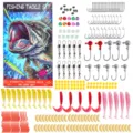 Ensemble complet d'accessoires de pêche avec leurres souples, têtes plombées et hameçons. - Ensemble de 261 pièces