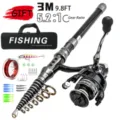 Carbon telescopic fishing rod and reel combo set 3M 9.8FT with accessories and fishing bag - 3.0m Set