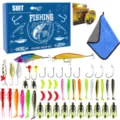 Kit completo di esche da pesca con artificiali, ami, lenza e scatola per la pesca di trote e persici. - 670A