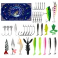 Weihnachts Angelköder Set Adventskalender Box mit harten und weichen Ködern Haken Zubehör - 522E