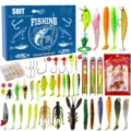 Set completo di esche da pesca con esche rigide, esche morbide, ami e una comoda scatola. - 671A