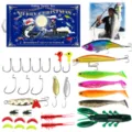 Set di esche da pesca di Natale con esche rigide, esche in plastica morbida e ami per pescare. - Modello 519-782F