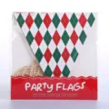 Guirnalda de banderines de papel con patron de rombos rojos y verdes para fiestas. - Estilo Rojo y Verde de Navidad