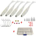 Detalles del juego de señuelos blandos Texas Rig, incluyendo cebos T-tail, anzuelos y pesos. - Cebo 6.5cm 2.5g / Blanco