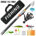 Juego de caña de pescar telescópica con carrete y accesorios de señuelo completos para pesca exterior - Set 3m