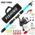 Set de Caña de Pescar Telescópica de 1.8M con Carrete, Señuelos y Accesorios - Conjunto de Carrete Negro