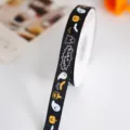 Halloween grosgrain ribbon black spooky ghost pumpkin print gift wrapping ribbon 25 yards - Standard Baking Box Tie / Black 25 Yards (1.5cm Wide)
