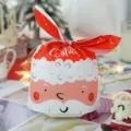 Joli sac d'emballage de bonbons et biscuits de lapin de Noel mignon sachet cadeau - Style Père Noël Base Rouge / Pack de 50 Pièces (13.5*22cm)