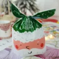 Sac d'emballage de bonbons d'ours de dessin animé de Noël pour biscuits et cadeaux de fête. - Style Imprimé Père Noël Vert / Pack de 50 Pièces (13.5*22cm)