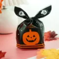 Sacchetto regalo orecchie di coniglio Halloween busta di plastica per caramelle festa - Nero / 48-50 Pezzi/Confezione (13.5*22cm)