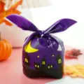 Sacchetto Dolcetto Halloween Orecchie Coniglio Plastica Caramella Regalo Viola Castello - Viola / 48-50 Pezzi/Confezione (13.5*22cm)