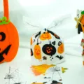 Halloween bunny ear candy gift bag with cute pumpkin and bat prints for holiday party treats package. - Style D