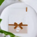 Clear food grade bakery packaging bags with lace and bow design for cookies and pastry. - 7x7+3cm (100 Pieces/Pack) / Coffee