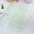Gedetailleerde close-up van groen Frans bedrukt inpakoliepapier, chique mandvoeringsdetail. - Groene Letter / Niet gespecificeerd