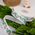 Ruban imprimé de Noël pour emballage cadeau, boîte de pâtisserie et décoration de fête. - Largeur 1.5cm*Longueur 22m