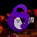Halloween purple felt candy bag for children, cute ghost design tote bag for party props. - Ghost / Approx 14.3cm L x 6cm W x 18cm H