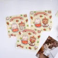Cute cartoon ziplock bags with cute bear and rabbit design, clear plastic food packaging pouches. - Style C Yellow White Plaid Animal / 14*14cm