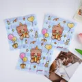 Cute cartoon bear blue plaid ziplock bag, adorable candy snack packaging pouch option. - Style E Blue Grid Bear / 14*14cm