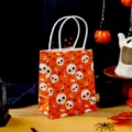 Halloween papieren cadeautas oranje schedel patroon mini tas voor feest traktaties - Schedel / 15x12x7cm (Mini)