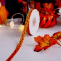 Πορτοκαλί κορδέλα Halloween με μαύρη νυχτερίδα λεπτομέρεια για γιορτινές χειροτεχνίες. - Νυχτερίδα (Πλάτος 1cm * Μήκος 22m)