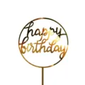 Topper per torta Buon Compleanno in acrilico dorato, ideale decorazione festa bambini. - Stile Tondo Happy Birthday