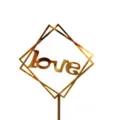 Topper per torta in acrilico dorato love forma di diamante geometrico festa di compleanno - Stile Rombo Geometrico Love