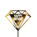 Χρυσό ακρυλικό διαμάντι happy birthday τοππερ τούρτας για παιδικό πάρτι διακόσμηση. - Στυλ Διαμάντι Happy Birthday