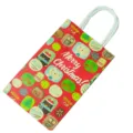 Bolsa de regalo de papel navideña con lindos animales de dibujos animados y texto festivo. - Estilo Colorido de Navidad (13*21*8cm)