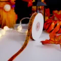 Πορτοκαλί κορδέλα Halloween με σχέδιο αράχνης για συσκευασία δώρων και διακόσμηση. - Ιστός Αράχνης (Πλάτος 1cm * Μήκος 22m)