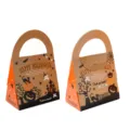 Halloween candy paper gift box handle goodie bag variant style spooky party package - Style A Double Sided / 12*6.5*18cm