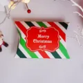 Scatola di carta a cuscino per biscotti dolci confezione da forno rossa verde rigata - Stile a Righe Rosso Verde / Scatola di Spedizione Piatta