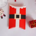 Scatola di carta a cuscino con Babbo Natale per biscotti caramelle e dolci da regalo. - Stile cintura di Babbo Natale / Scatola di Spedizione Piatta