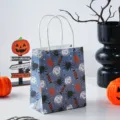 Halloween paper gift bag mini cute spider candy print party favor packaging treat bag - Blue Spider / 15x12x7cm