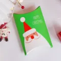 Scatola di carta cuscino Babbo Natale verde di Natale per confezione biscotti torrone. - Stile Babbo Natale Verde / Scatola di Spedizione Piatta