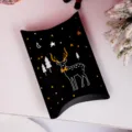 Scatola regalo cuscino Natale nero oro cervo design confezione caramelle carta festa - Pezzo Singolo Spedizione Piatta / Nero Oro Cervo Cielo Stellato