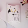 Scatola regalo in carta a cuscino di natalizio con cervo dorato e alberi, confezione di caramelle. - Pezzo Singolo Spedizione Piatta / Bianco Oro Cervo Stella Luna