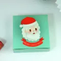 Christmas packaging box for nougat nuts and holiday gifts, green paper box with cute santa design. - Style B / 14x14x5cm