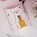 Scatola regalo in carta cuscino di Natale con simpatico orso polare per caramelle. - Pezzo Singolo Spedizione Piatta / Rosa Orso Polare Scatola Regalo