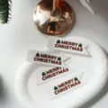 White swallowtail Christmas gift tags with Merry Christmas print, ideal holiday wrapping decor. - Twill Christmas Tree Style