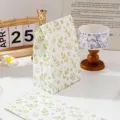 Bolsa de regalo de papel con estampado de hojas verdes para snacks de panadería, almacenamiento. - Hoja Verde