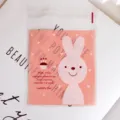 Cute pink rabbit self-adhesive cookie and candy packaging bag, bakery gift detail view. - 100 Pieces/Pack (10*10+3 cm)