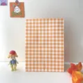 Oranger und weißer karierter Papiergeschenktüte für kleine Gegenstände und Geschenke. - Orange