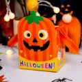 Boite en papier biscuits citrouille Halloween avec bras mobiles, emballage bonbons fantome pour fetes. - Citrouille