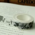 Japanisches schwarz-weißes Washi-Tape für Tagebuch dekoratives Papierband 1.5cm x 10m - Spritzer-Stil