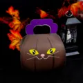 Halloween candy box cute pumpkin gift bag paper packaging party favor treat container spooky decor - 9.6*6.3*10cm / Black