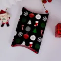 Scatola regalo a cuscino di Natale per biscotti, caramelle e decorazioni per feste. - Scatola Singola Spedita Piatta / Nero