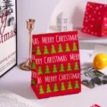 Borsa regalo di Natale in carta rossa con alberi verdi confezione per feste decorazione - 12x23x7.5cm / Albero di Natale