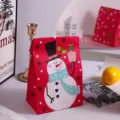 Sacchetto regalo carta Natale simpatico pupazzo neve rosso confezione vista dettagliata - 12x23x7.5cm / pupazzo di neve natalizio