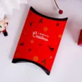 Scatola di carta a cuscino natalizia rossa confezione regalo per biscotti caramelle festa - Scatola Singola Spedita Piatta / Rosso