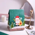 Christmas paper gift bag detail, festive treat packaging for kids holidays, green design. - 12x23x7.5cm / Backpack Santa